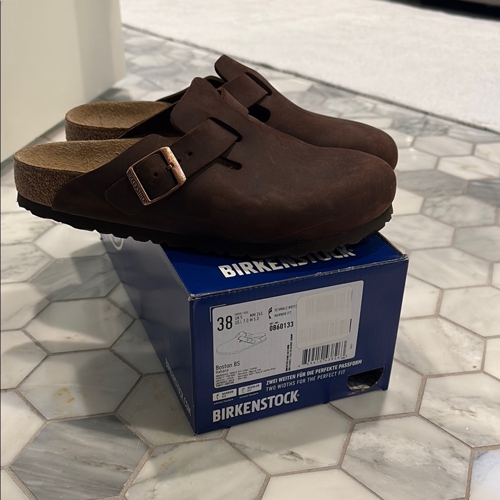 Birkenstock Boston Clog Habana Leather Brown Size 38 Size 7